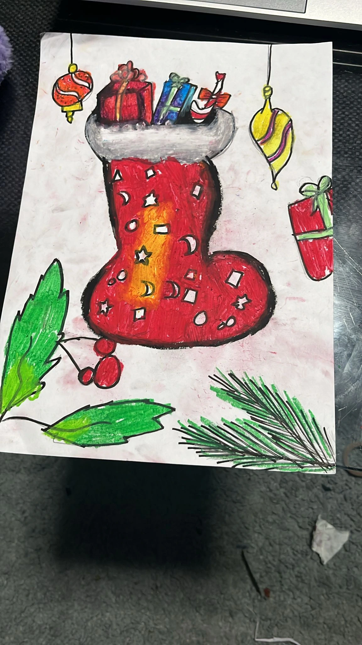 Santa Clause Shoe Drawing by Soumyaa